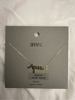 Avec Les Filles Gold Aquarius Script Necklace